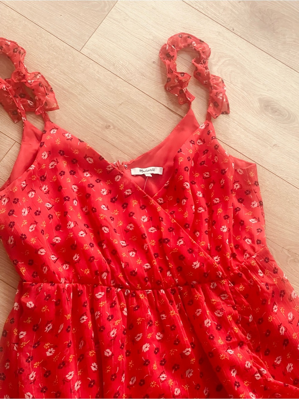 Madewell Red Floral Tie-Waist Maxi Dress - Picture 14 of 15